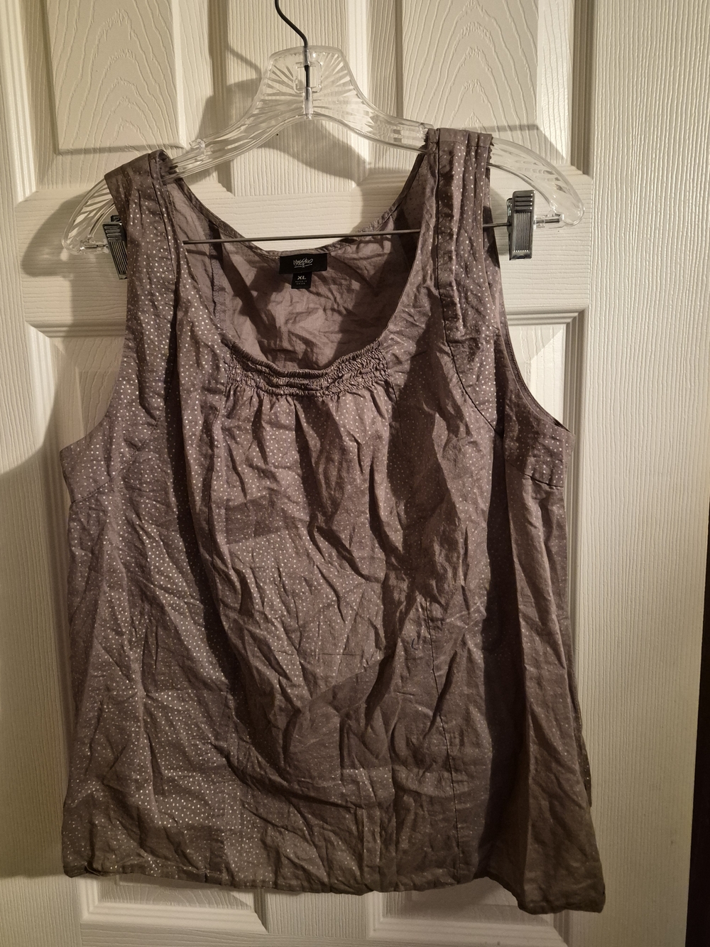 Massimo Taupe Polka Dot Scoop Neck Tank